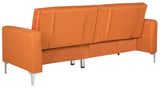 Safavieh Soho Sofa Bed Tufted Foldable Orange Silver Metal Eucalyptus Solid Foam Plating Polyester LVS2000A 889048172548