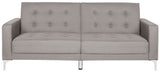 Safavieh Soho Sofa Bed Tufted Foldable Grey Silver Metal Eucalyptus Solid Foam Plating Polyester LVS2000B 889048172890