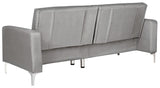Safavieh Soho Sofa Bed Tufted Foldable Grey Silver Metal Eucalyptus Solid Foam Plating Polyester LVS2000B 889048172890