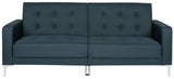 Safavieh Soho Sofa Bed Tufted Foldable Navy Silver Metal Eucalyptus Solid Foam Plating Polyester LVS2000C 889048174931