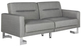 Safavieh Tribeca Sofa Bed Foldable Grey Silver Metal Eucalyptus Solid Foam Stainless Steel Polyester LVS2001B 889048172906