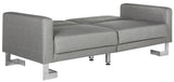 Safavieh Tribeca Sofa Bed Foldable Grey Silver Metal Eucalyptus Solid Foam Stainless Steel Polyester LVS2001B 889048172906