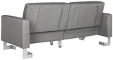 Safavieh Tribeca Sofa Bed Foldable Grey Silver Metal Eucalyptus Solid Foam Stainless Steel Polyester LVS2001B 889048172906