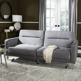 Safavieh Tribeca Sofa Bed Foldable Grey Silver Metal Eucalyptus Solid Foam Stainless Steel Polyester LVS2001B 889048172906