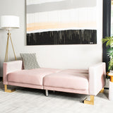 Safavieh Tribeca Foldable Sofa Bed Bllush Pink Brass Metal LVS2001J