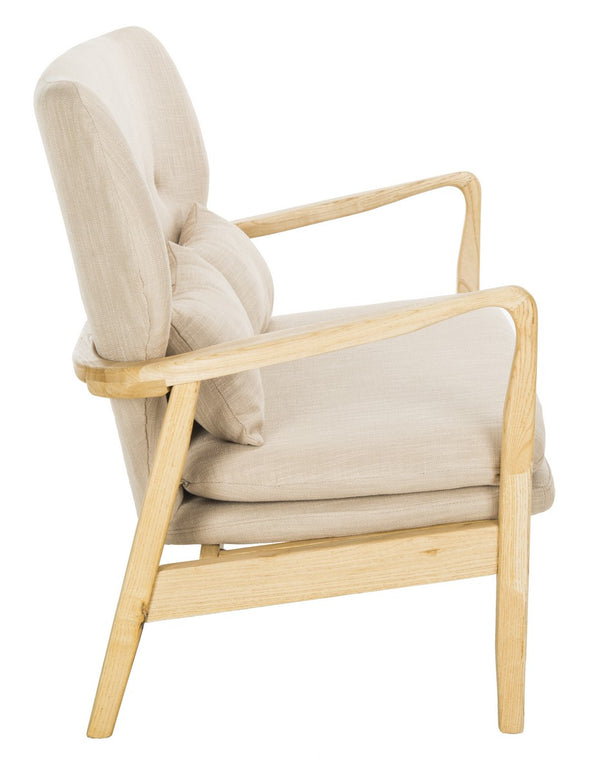 Safavieh Ellaria Loveseat Beige Natural Wood NC Coating Elm Foam Viscose Polyester LVS9500A 889048350427