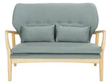 Safavieh Ellaria Loveseat Blue Natural Wood NC Coating Elm Foam Viscose Polyester LVS9500B 889048350434