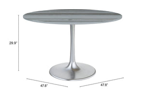 Zuo Modern Star Marble, MDF, Iron, Aluminum Modern Commercial Grade Dining Table Gray, Silver Marble, MDF, Iron, Aluminum