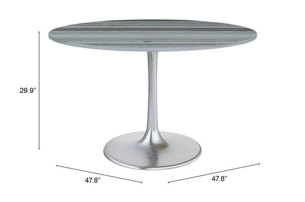 Zuo Modern Star Marble, MDF, Iron, Aluminum Modern Commercial Grade Dining Table Gray, Silver Marble, MDF, Iron, Aluminum