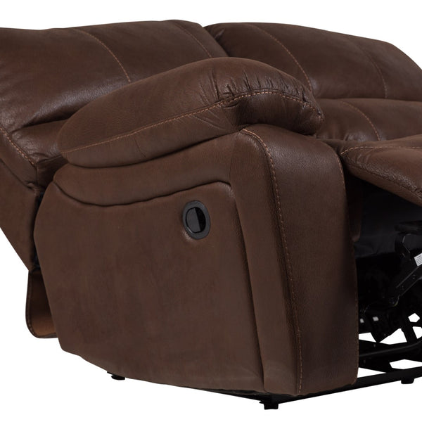 Porter Designs Ramsey Leather-Look Dual seat Transitional Reclining Love Brown 03-112C-02B-6016