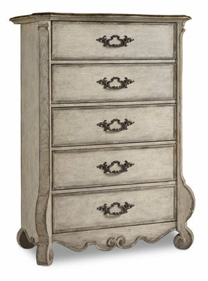 Hooker Furniture Chatelet Traditional-Formal Five-Drawer Chest in Poplar and Hardwood Solids with Pecan and Cedar Veneers with Resin 5350-90110