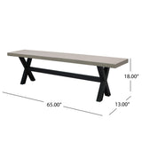 Noble House Mayla Indoor Light Gray Finished Lightweight Concrete Concrete Dining Bench