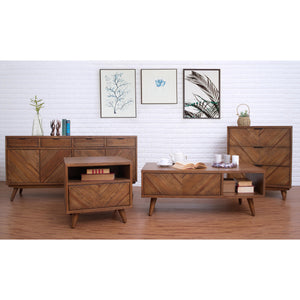 Piero Chevron Buffet 4 Drawers + 4 Doors Monterey Brown