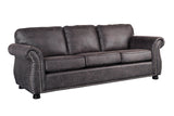 Porter Designs Elk River Leather-Look & Nail Head Transitional Sofa Gray 01-33C-01-9702A