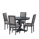 Remuda French Country Upholstered Wood 5 Piece Circular Dining Set