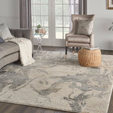 Nourison Fusion FSS16 Modern Machine Made Power-loomed Indoor only Area Rug Cream Grey 7'10" x 10'6" 99446488350