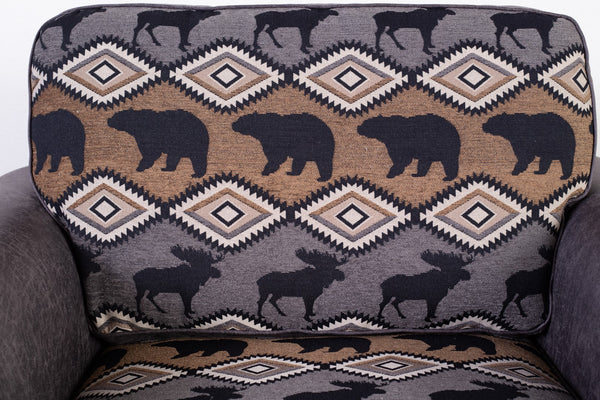 Porter Designs Hunter Wildlife Pattern Reversible to Leather-Look Transitional Chair Gray 01-33C-03-8022