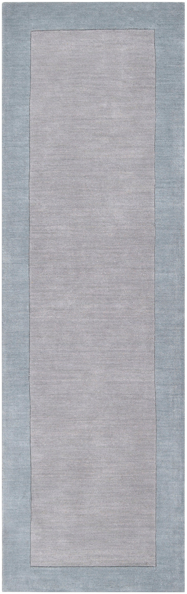 Mystique M-305 Modern Wool Rug M305-268 Medium Gray, Aqua 100% Wool 2'6" x 8'