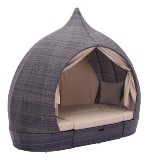 Zuo Modern Majorca 100% Olefin, Polyethylene, Aluminum Modern Commercial Grade Daybed Brown, Beige 100% Olefin, Polyethylene, Aluminum