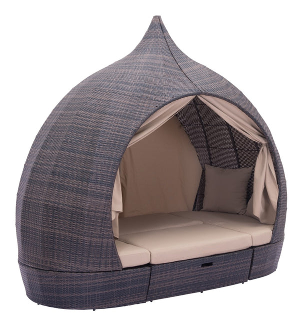 Zuo Modern Majorca 100% Olefin, Polyethylene, Aluminum Modern Commercial Grade Daybed Brown, Beige 100% Olefin, Polyethylene, Aluminum