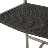 Noble House Cape Coral Outdoor 5 Piece Grey Wicker Bar Set with Glass Table Top