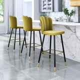 Zuo Modern Zinclair 100% Polyester, Plywood, Steel Modern Commercial Grade Barstool Yellow, Black, Gold 100% Polyester, Plywood, Steel