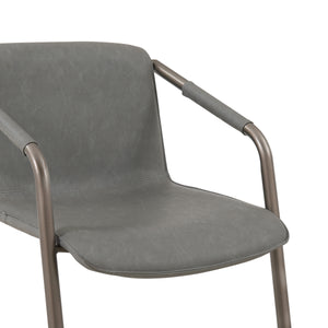 Indy Leatherette Side Chair Set of 2 - Industrial Chic Design with Rubbed Gold Frame & Easy Storage