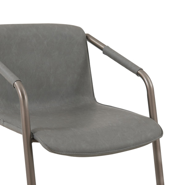 Indy Leatherette Side Chair Set of 2 - Industrial Chic Design with Rubbed Gold Frame & Easy Storage