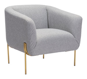 Zuo Modern Micaela 100% Polyester, Plywood, Steel Modern Commercial Grade Arm Chair Gray, Gold 100% Polyester, Plywood, Steel