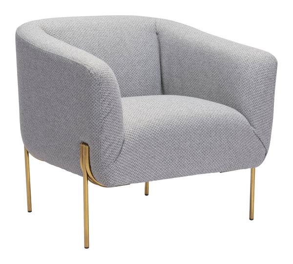 Zuo Modern Micaela 100% Polyester, Plywood, Steel Modern Commercial Grade Arm Chair Gray, Gold 100% Polyester, Plywood, Steel
