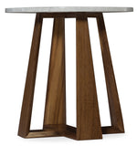 Melange Transitional Natural Parota With Venetian White Marble Luca End Table