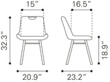 Zuo Modern Tyler 100% Polyurethane, Plywood, Steel Modern Commercial Grade Dining Chair Set - Set of 2 Vintage Gray, Black 100% Polyurethane, Plywood, Steel
