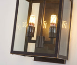 Bethel Bronzed Black Outdoor Wall Sconce in Stainless Steel & Glass