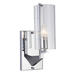 Bethel Chrome Wall Sconce in Iron & Glass