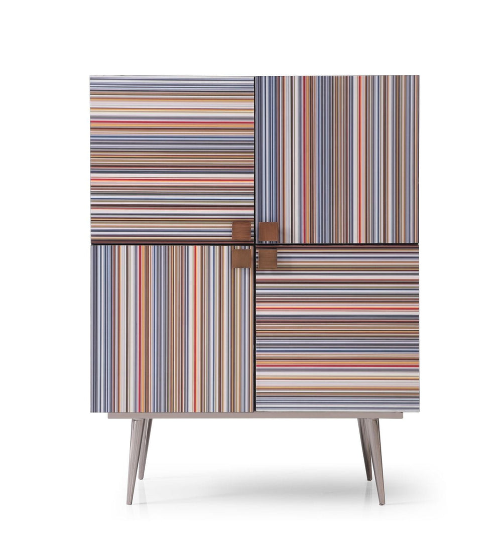 VIG Furniture Modrest Macoy - Modern Multicolor and Black Ash Wine Cabinet VGVCGR2008-WINE