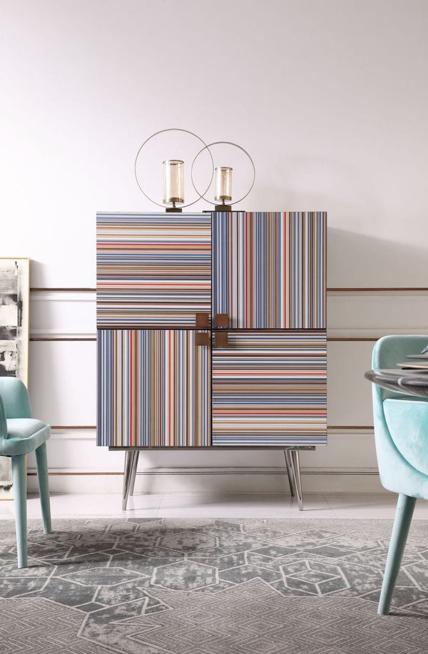 VIG Furniture Modrest Macoy - Modern Multicolor and Black Ash Wine Cabinet VGVCGR2008-WINE