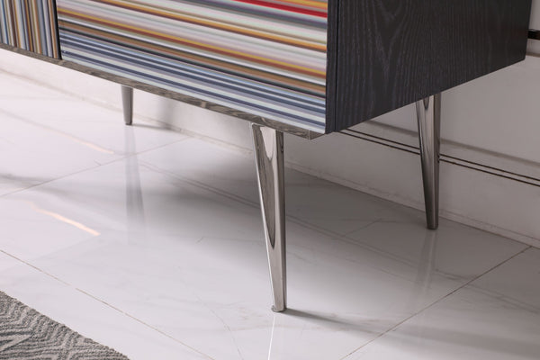 VIG Furniture Modrest Macoy - Modern Multicolor and Black Ash Wine Cabinet VGVCGR2008-WINE