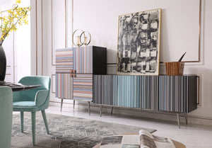 VIG Furniture Modrest Macoy - Modern Multicolor and Black Ash Wine Cabinet VGVCGR2008-WINE