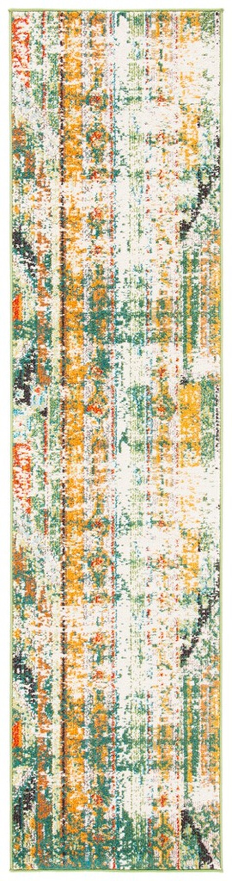 Madison 400 Madison 422 Contemporary Power Loomed Polypropylene Friese Rug Green / Orange