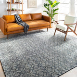 Malaga MAG-2302 Modern Wool, Polyester Rug MAG2302-81012 Ink, Denim, Khaki, Tan, Lime, Dark Brown 90% Wool, 10% Polyester 8'10" x 12'