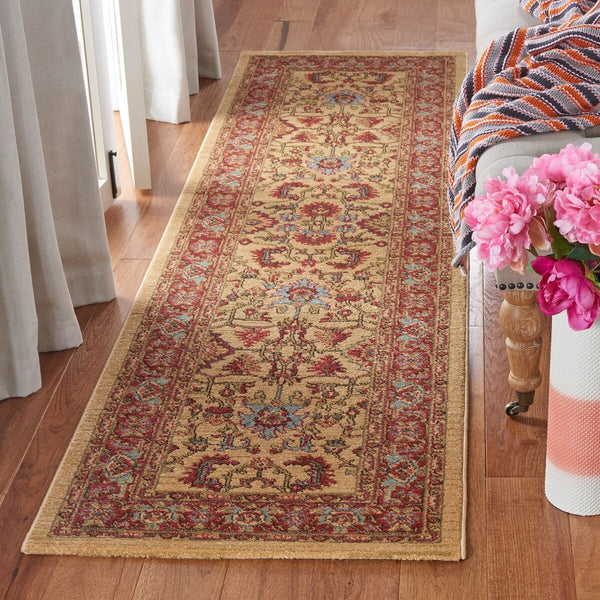 Mahal 693 Transitional Power Loomed Polypropylene Pile Rug Beige / Red