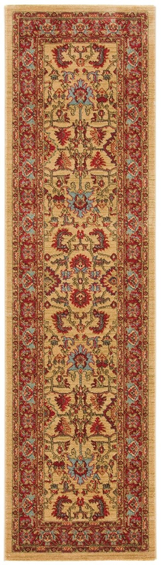 Mahal 693 Transitional Power Loomed Polypropylene Pile Rug Beige / Red