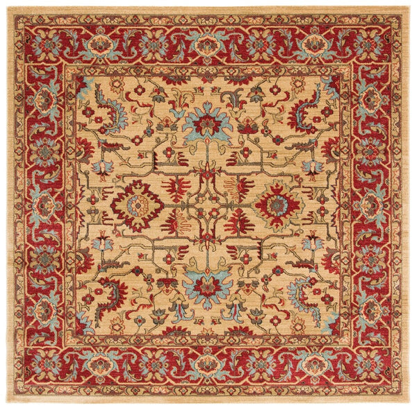 Mahal 693 Transitional Power Loomed Polypropylene Pile Rug Beige / Red
