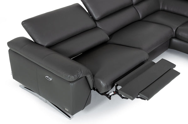 VIG Furniture Divani Casa Maine - Modern Grey Eco-Leather Right Facing Sectional Sofa with Recliner VGKNE9104-GREY1-SECT