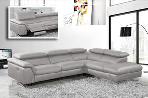 VIG Furniture Divani Casa Maine - Modern Medium Grey Eco-Leather Right Facing Sectional Sofa with Recliner VGKNE9104-E9105-MGRY-RAF