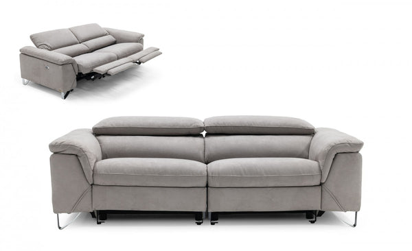 Divani Casa Maine - Stylish Modern Fabric Sofa with Electric Recliners and Adjustable Headrests