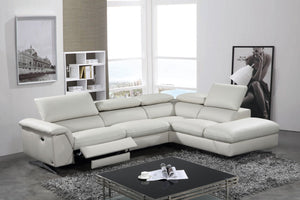 VIG Furniture Divani Casa Maine - Modern Light Grey Eco-Leather Right Facing Sectional Sofa with Recliner VGKNE9104-LGRY-RAF