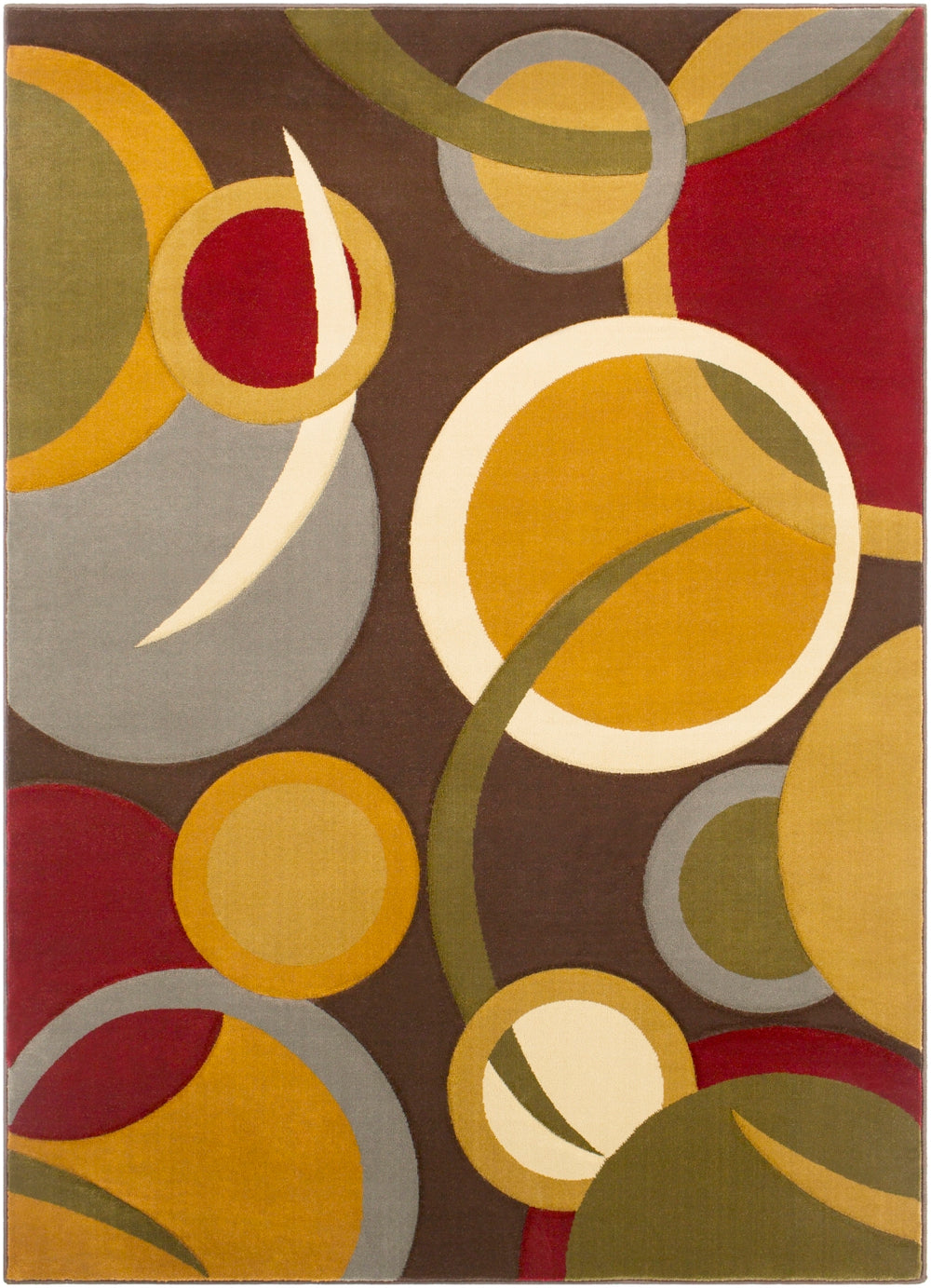 Majestic MAJ-1019 Modern Polyolefin Rug MAJ1019-5373 Dark Brown, Dark Green, Rust, Medium Gray, Camel, Khaki, Tan 100% Polyolefin 5'3" x 7'3"
