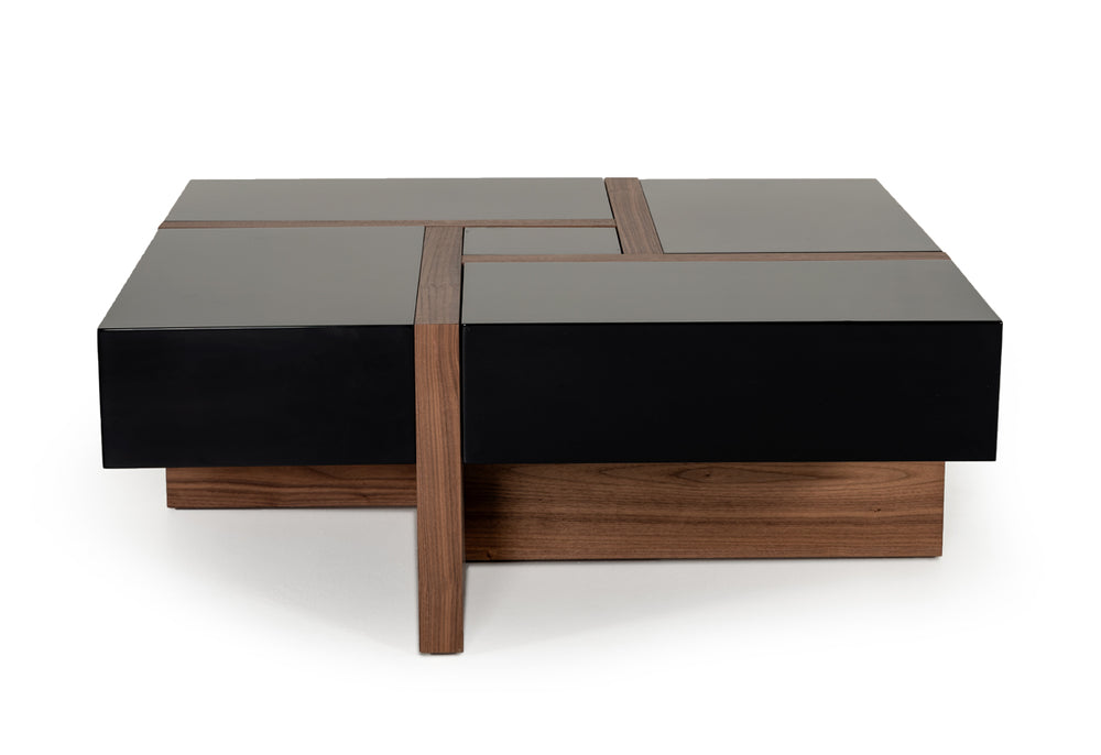 VIG Furniture Modrest Makai Modern Black & Walnut Coffee Table VGBBLE624E-BLK