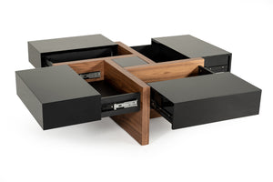 VIG Furniture Modrest Makai Modern Black & Walnut Coffee Table VGBBLE624E-BLK